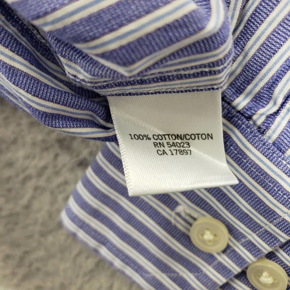 Banana Republic Shirt Mens XL 17-17‎ 1/2 Purple Striped Button Up Long Sleeve